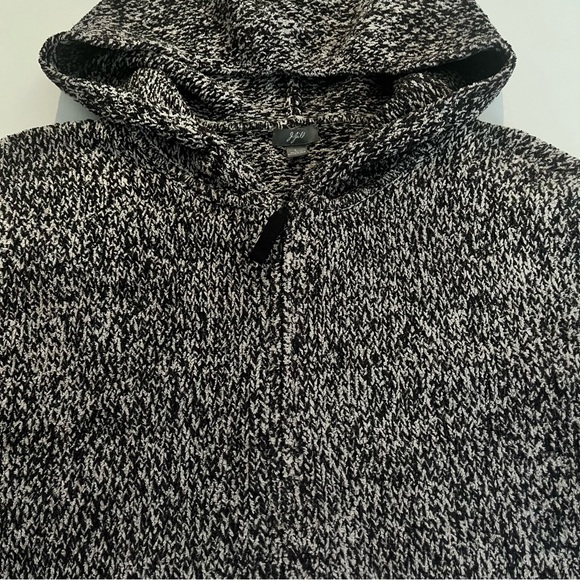 J. Jill Soft Cozy Heathered Gray / Black Fleece Full Hooded Zip Up Sweater L - Picture 5 of 10